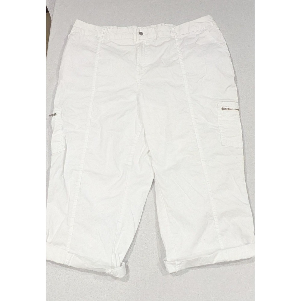 EST. 1946 Cargo Capris Women 20W White Excellent Hi-Rise Zipper Pocket Stretch